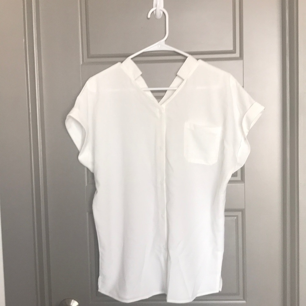 White short sleeved button up